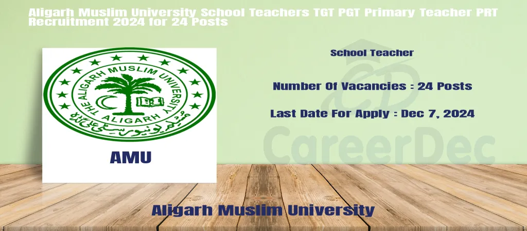 Aligarh Muslim University School Teachers TGT PGT Primary Teacher PRT Recruitment 2024 for 24 Posts logo