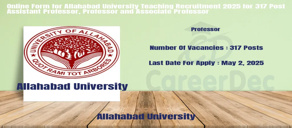Online Form for Allahabad University Teaching Recruitment 2025 for 317 Post Assistant Professor, Professor and Associate Professor logo