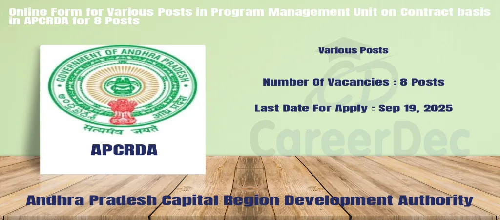 Online Form for Various Posts in Program Management Unit on Contract basis in APCRDA for 8 Posts logo
