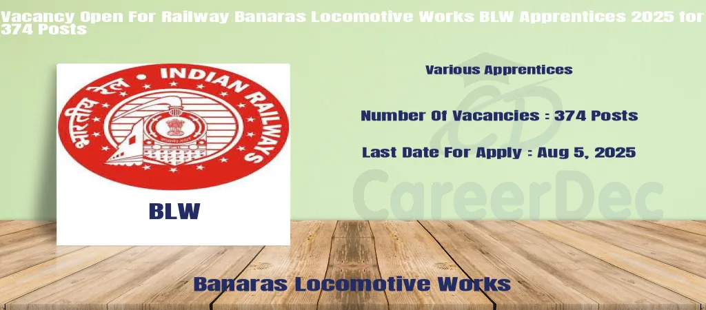 Vacancy Open For Railway Banaras Locomotive Works BLW Apprentices 2025 for 374 Posts logo