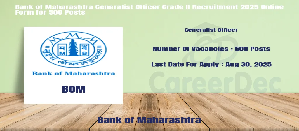 Bank of Maharashtra Generalist Officer Grade II Recruitment 2025 Online Form for 500 Posts logo