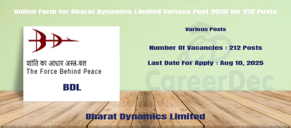 Online Form for Bharat Dynamics Limited Various Post 2025 for 212 Posts logo