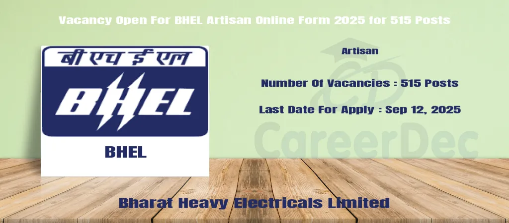 Vacancy Open For BHEL Artisan Online Form 2025 for 515 Posts logo
