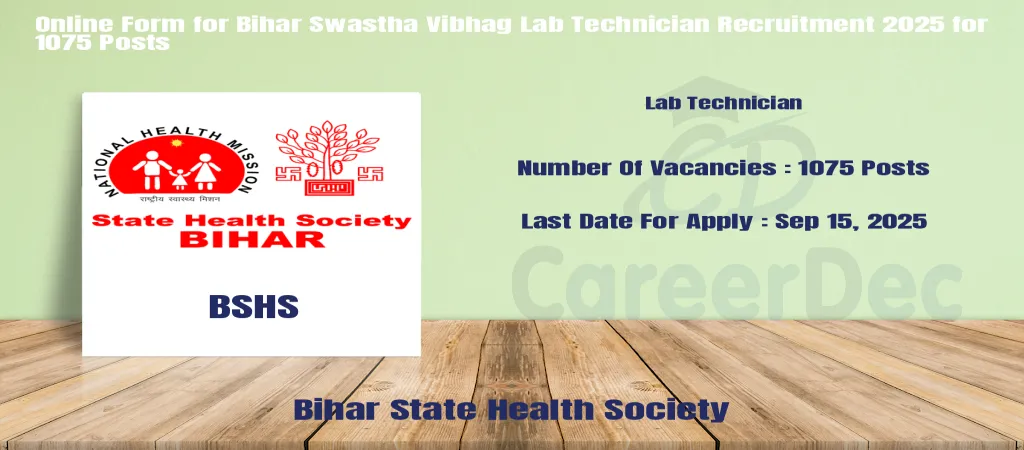 Online Form for Bihar Swastha Vibhag Lab Technician Recruitment 2025 for 1075 Posts logo
