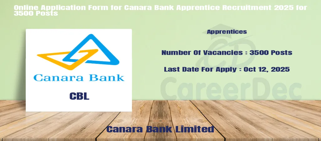 Online Application Form for Canara Bank Apprentice Recruitment 2025 for 3500 Posts logo