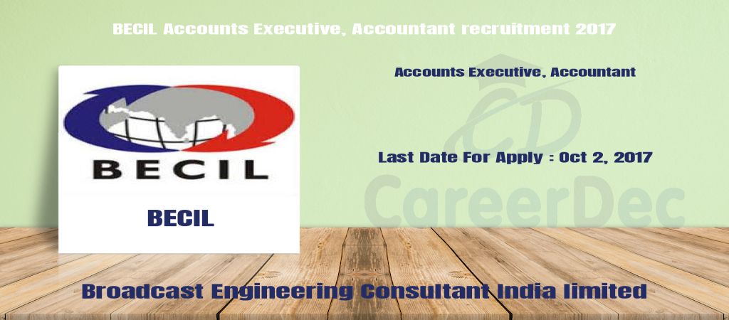 BECIL Accounts Executive, Accountant recruitment 2017 logo