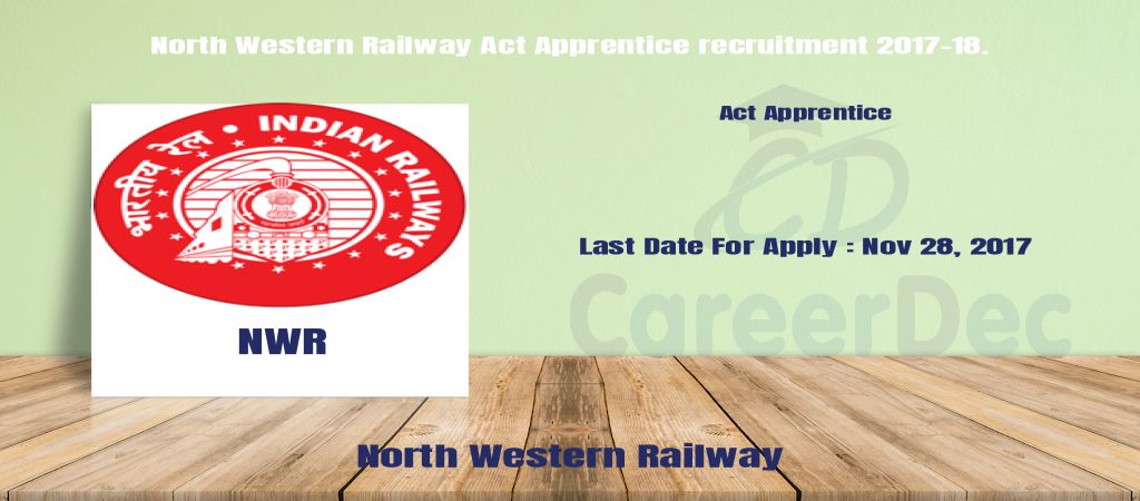 North Western Railway Act Apprentice recruitment 2017-18. logo