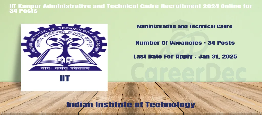 IIT Kanpur Administrative and Technical Cadre Recruitment 2024 Online for 34 Posts logo