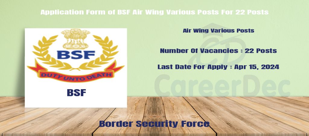 Application Form of BSF Air Wing Various Posts For 22 Posts logo