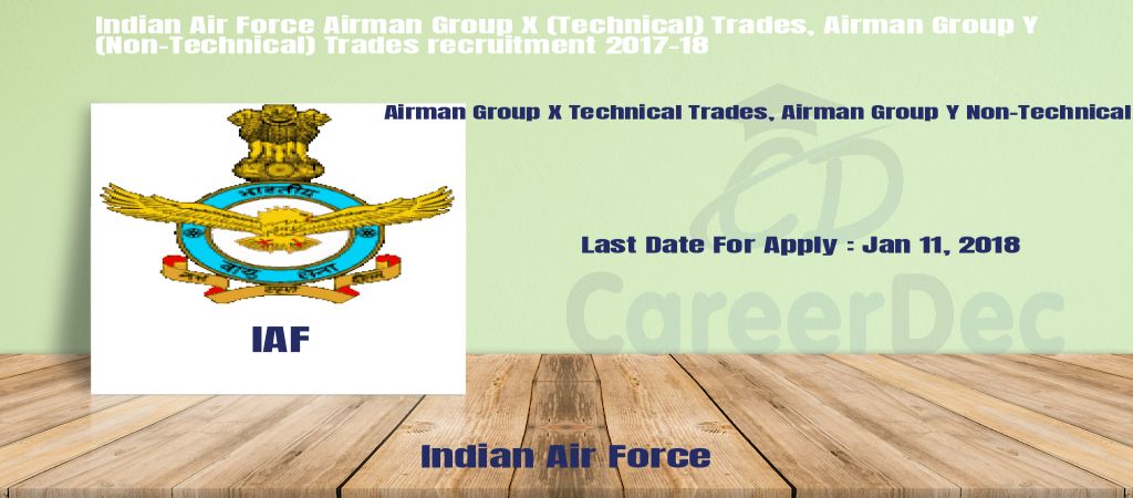 Indian Air Force Airman Group X (Technical) Trades, Airman Group Y (Non-Technical) Trades recruitment 2017-18 logo