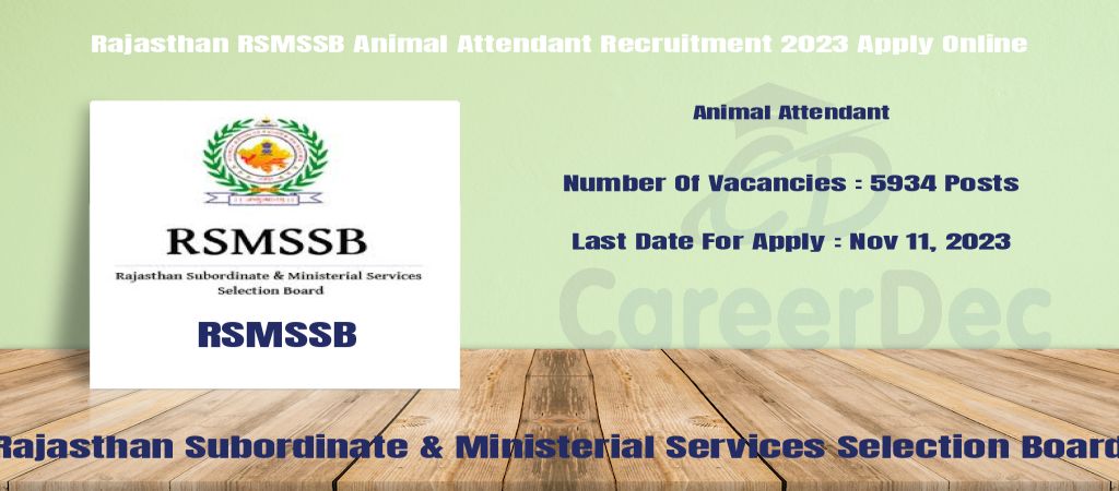 Rajasthan RSMSSB Animal Attendant Recruitment 2023 Apply Online logo