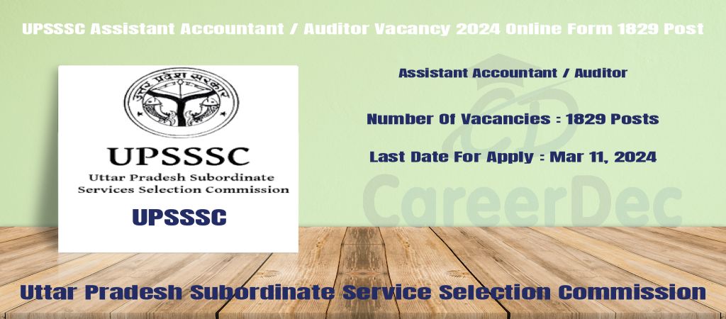 UPSSSC Assistant Accountant / Auditor Vacancy 2024 Online Form 1829 Post logo
