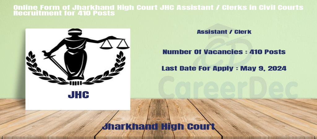 Online Form of Jharkhand High Court JHC Assistant / Clerks in Civil Courts Recruitment for 410 Posts logo