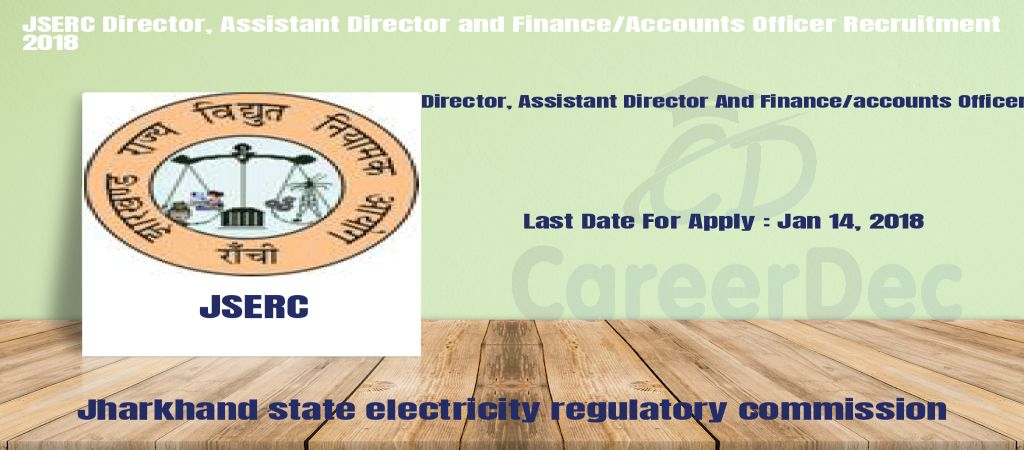 JSERC Director, Assistant Director and Finance/Accounts Officer Recruitment 2018 logo