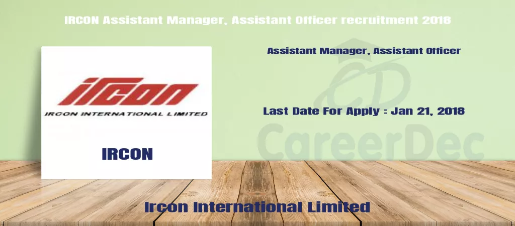 IRCON Assistant Manager, Assistant Officer recruitment 2018 logo