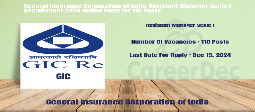 General Insurance Corporation of India Assistant Manager Scale I Recruitment 2024 Online Form for 110 Posts logo