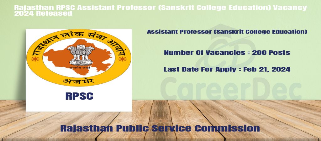 Rajasthan RPSC Assistant Professor (Sanskrit College Education) Vacancy 2024 Released logo