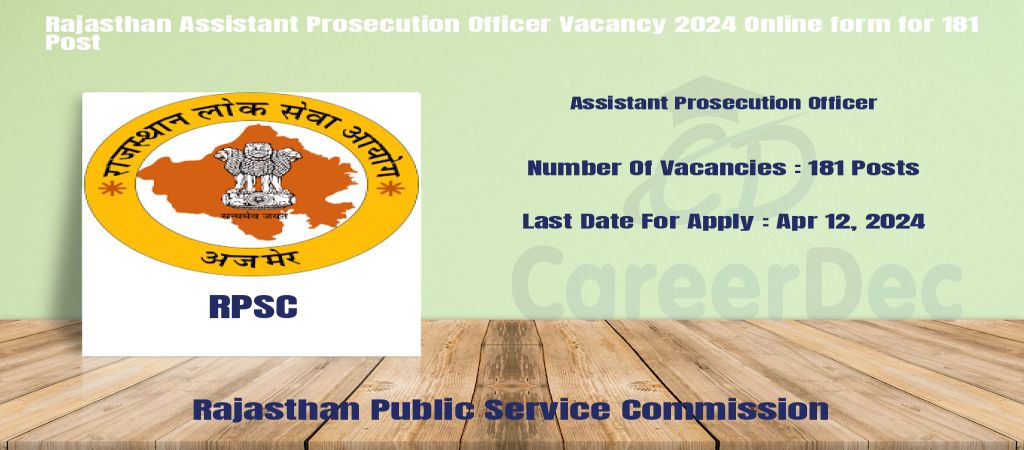 Rajasthan Assistant Prosecution Officer Vacancy 2024 Online form for 181 Post logo