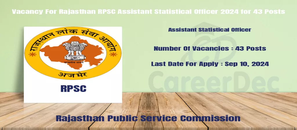 Vacancy For Rajasthan RPSC Assistant Statistical Officer 2024 for 43 Posts logo