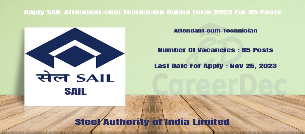 Apply SAIL Attendant-cum Technician Online Form 2023 For 85 Posts logo