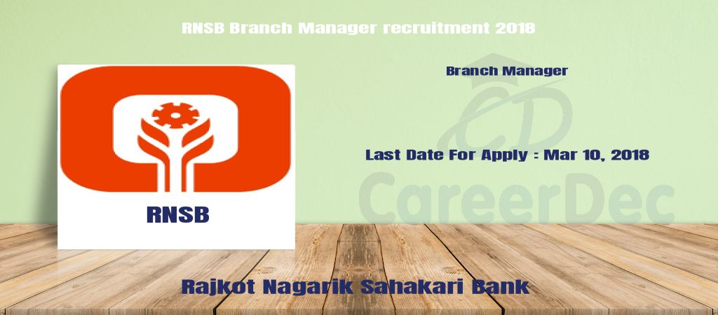 RNSB Branch Manager recruitment 2018 logo