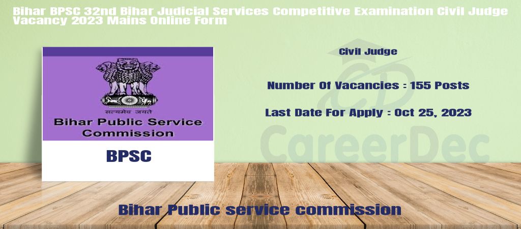 Bihar BPSC 32nd Bihar Judicial Services Competitive Examination Civil Judge Vacancy 2023 Mains Online Form logo