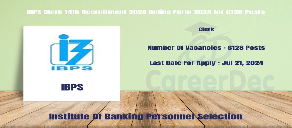 IBPS Clerk 14th Recruitment 2024 Online Form 2024 for 6128 Posts logo