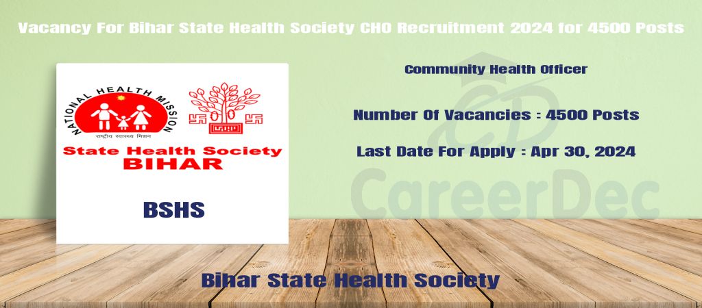 Vacancy For Bihar State Health Society CHO Recruitment 2024 for 4500 Posts logo