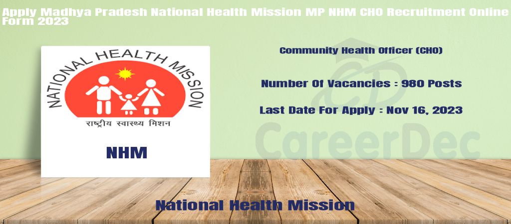 Apply Madhya Pradesh National Health Mission MP NHM CHO Recruitment Online Form 2023 logo