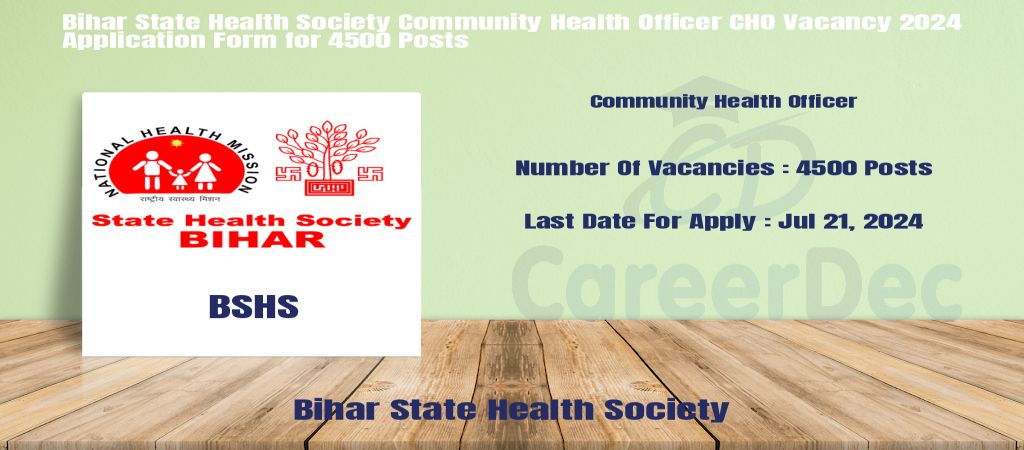 Bihar State Health Society Community Health Officer CHO Vacancy 2024 Application Form for 4500 Posts logo