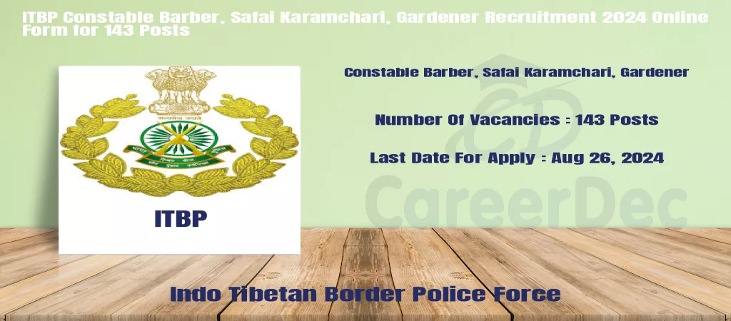 ITBP Constable Barber, Safai Karamchari, Gardener Recruitment 2024 Online Form for 143 Posts logo