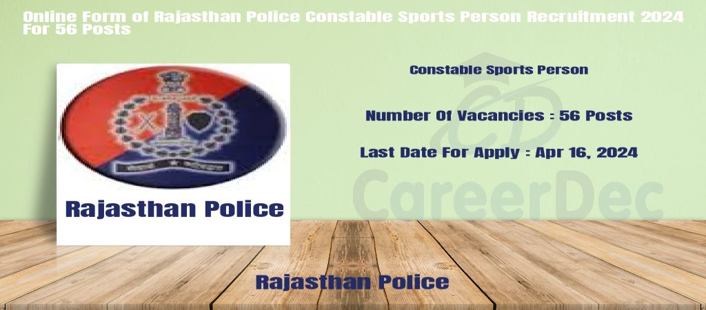 Online Form of Rajasthan Police Constable Sports Person Recruitment 2024 For 56 Posts logo