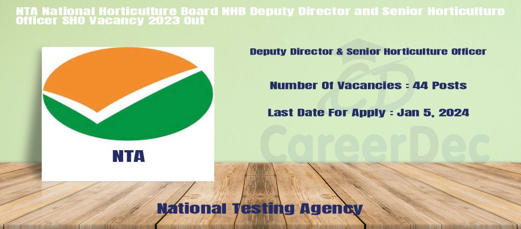 NTA National Horticulture Board NHB Deputy Director and Senior Horticulture Officer SHO Vacancy 2023 Out logo