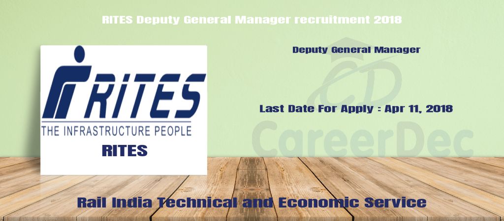 RITES Deputy General Manager recruitment 2018 logo