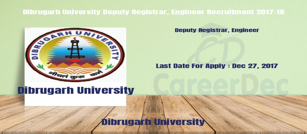 Dibrugarh University Deputy Registrar, Engineer Recruitment 2017-18 logo