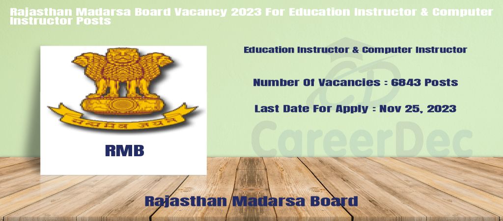 Rajasthan Madarsa Board Vacancy 2023 For Education Instructor & Computer Instructor Posts logo