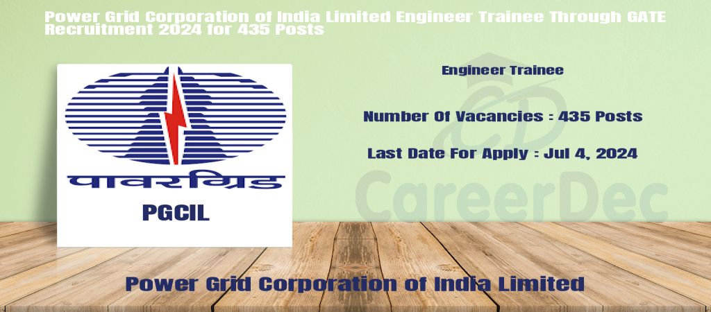 Power Grid Corporation of India Limited Engineer Trainee Through GATE Recruitment 2024 for 435 Posts logo