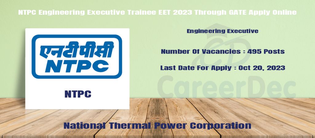 NTPC Engineering Executive Trainee EET 2023 Through GATE Apply Online logo