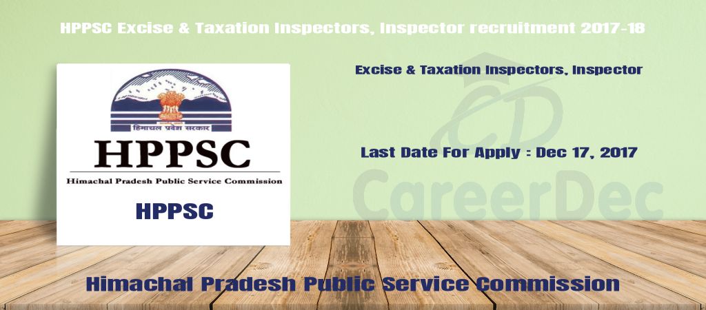 HPPSC Excise & Taxation Inspectors, Inspector recruitment 2017-18 logo