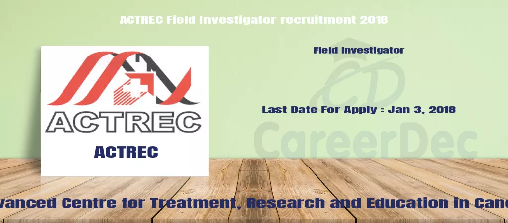 ACTREC Field Investigator recruitment 2018 logo