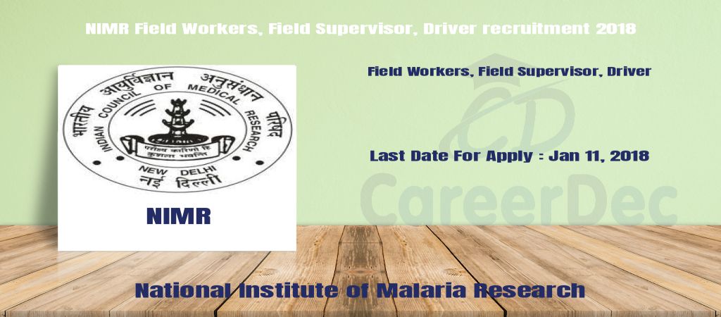NIMR Field Workers, Field Supervisor, Driver recruitment 2018 logo