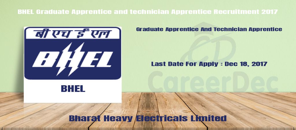 BHEL Graduate Apprentice and technician Apprentice Recruitment 2017 logo