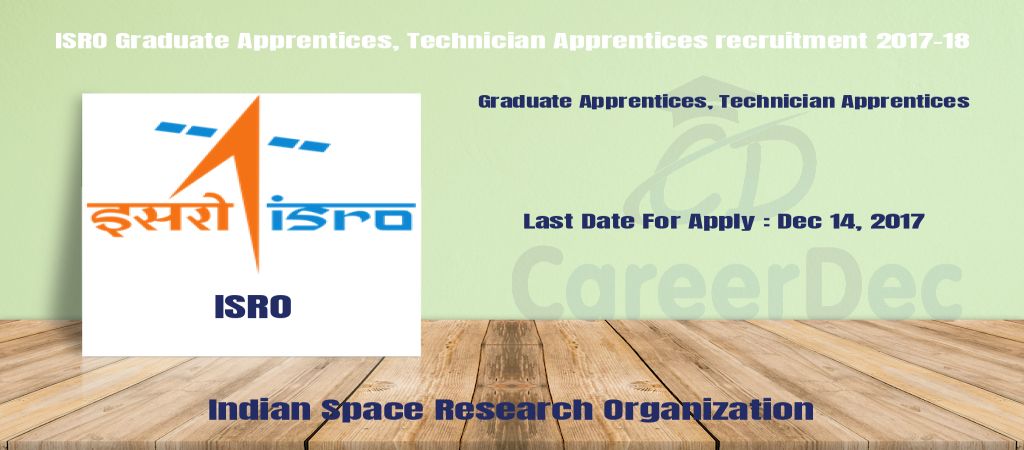 ISRO Graduate Apprentices, Technician Apprentices recruitment 2017-18 logo