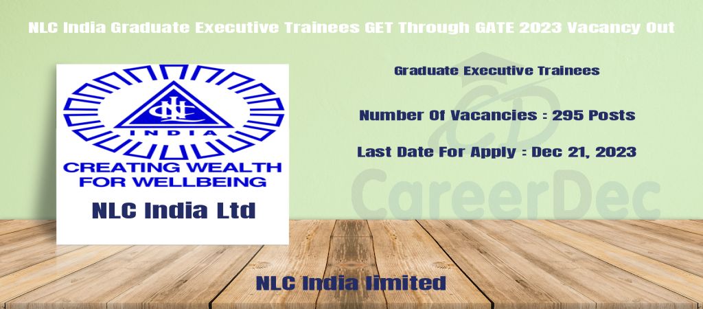 NLC India Graduate Executive Trainees GET Through GATE 2023 Vacancy Out logo