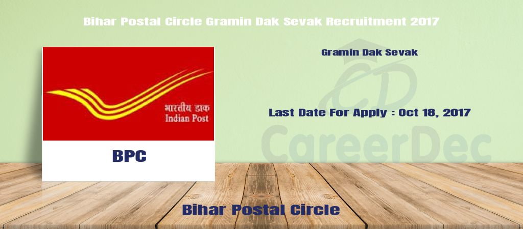 Bihar Postal Circle Gramin Dak Sevak Recruitment 2017 logo