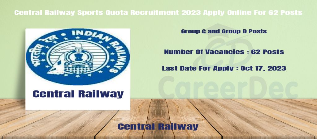 Central Railway Sports Quota Recruitment 2023 Apply Online For 62 Posts logo