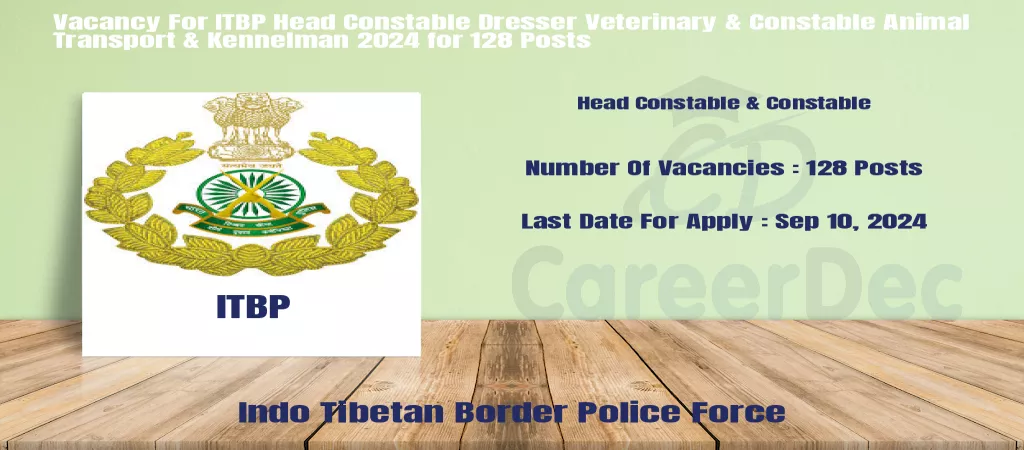 Vacancy For ITBP Head Constable Dresser Veterinary & Constable Animal Transport & Kennelman 2024 for 128 Posts logo