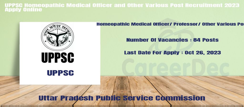UPPSC Homeopathic Medical Officer and Other Various Post Recruitment 2023 Apply Online logo