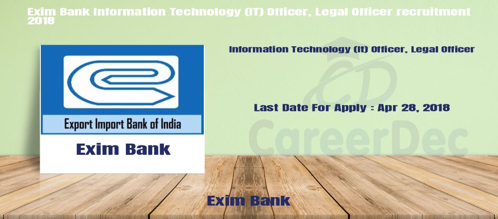 Exim Bank Information Technology (IT) Officer, Legal Officer recruitment 2018 logo