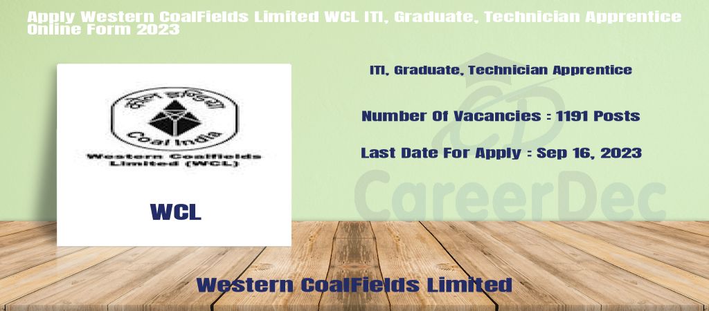 Apply Western CoalFields Limited WCL ITI, Graduate, Technician Apprentice Online Form 2023 logo